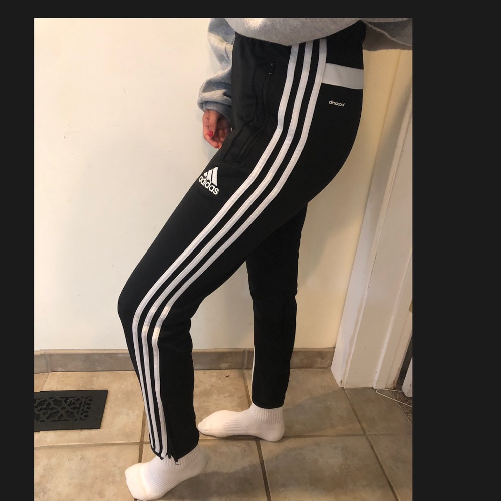 High waisted adidas track pants